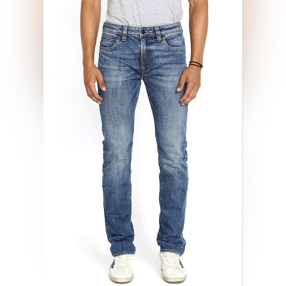 NWT Buffalo David Bitton Straight Six Sanded Blue Jeans 32x32 Mens Stretch Denim - Picture 2 of 16